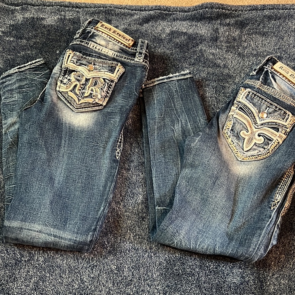 2 PAIR ROCK REVIVAL JEANS